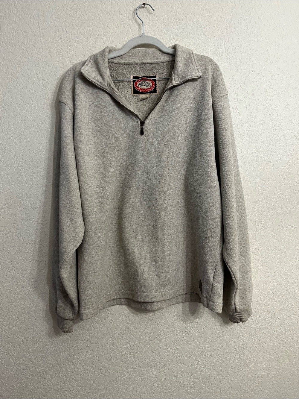 Men's Light Gray Quarter-Zip Pullover Sweatshirt